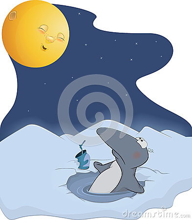 Penguin And The Moon  Cartoon Stock Photos   Image  28354313
