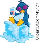 Penguin Wearing Shades And Drinking Juice While Chilling On Melting