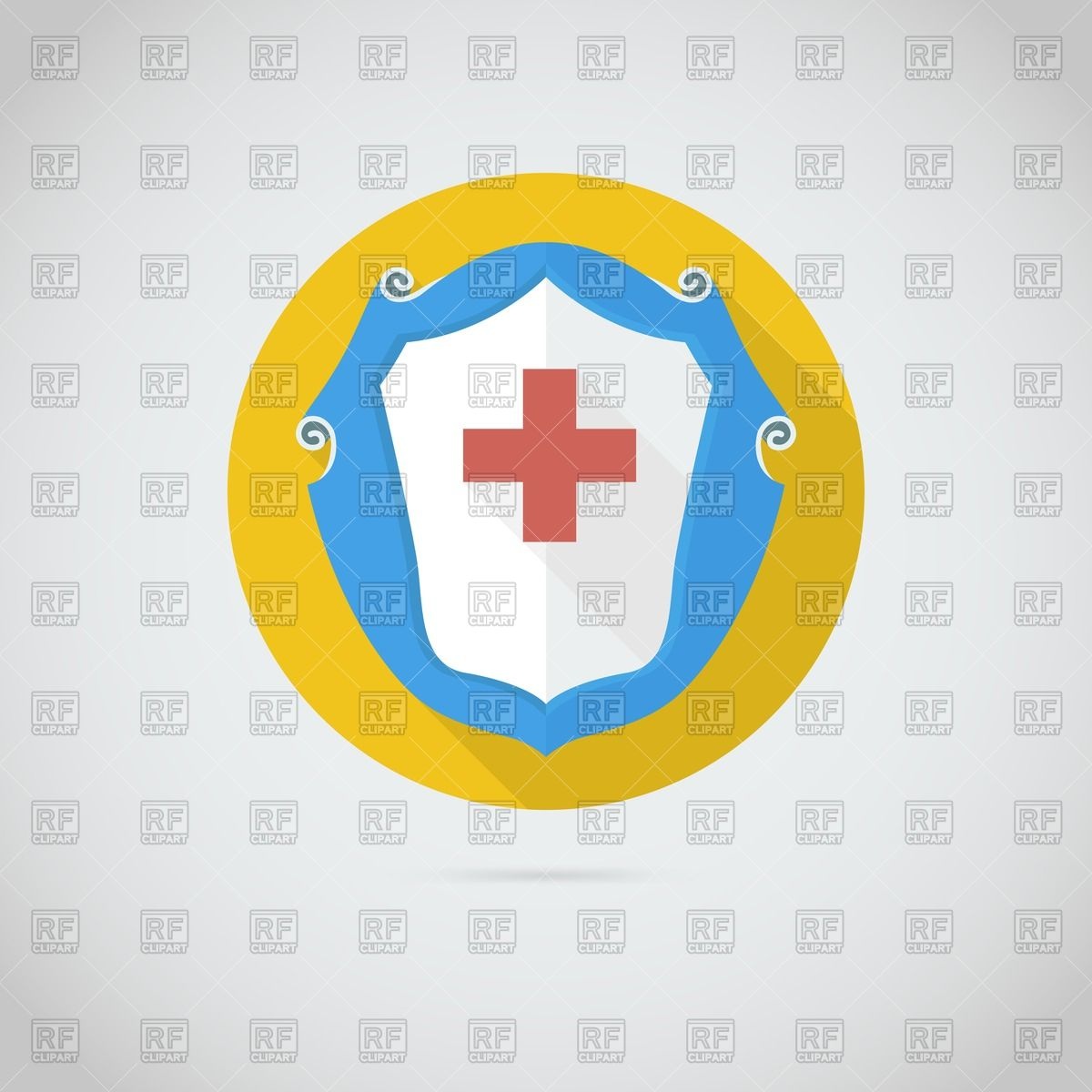 Red Cross On Shield   Symbol Of Medicine Download Royalty Free Vector