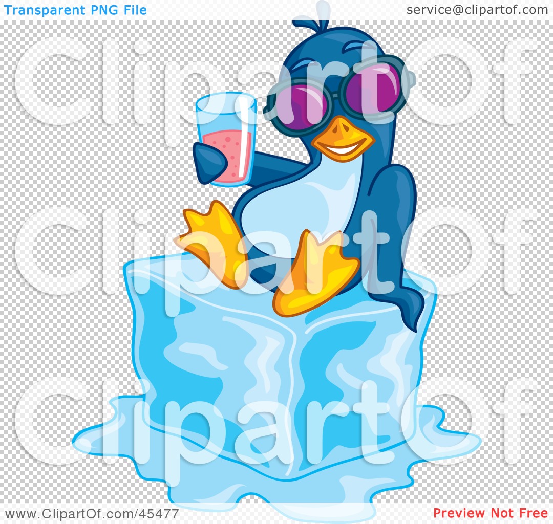 Rf  Clipart Illustration Of A Penguin Wearing Shades And Drinking