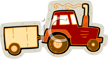 Royalty Free Clipart Image  Tractor Pulling A Small Trailer