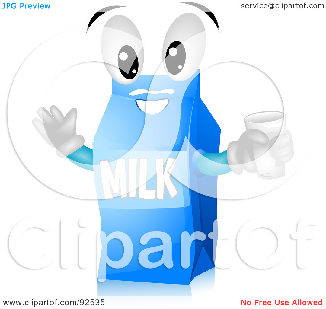 Royalty Free  Rf  Clipart Illustration Of A Friendly Blue Milk Carton