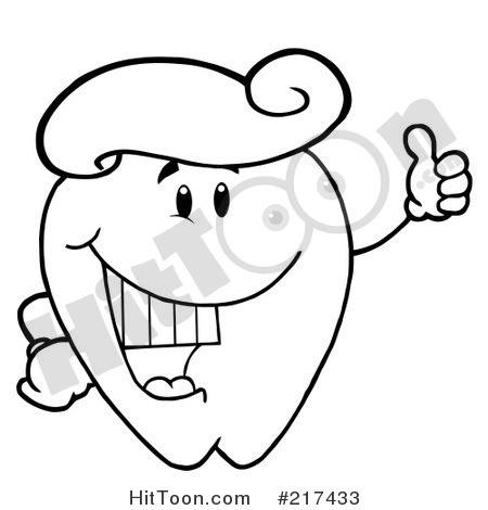Tooth Clipart  217433  Outlined Tooth Character With A Tooth Paste Wig    