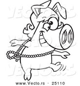 Vector Of A Cartoon Belly Dancing Pig Coloring Page Outline By Ron