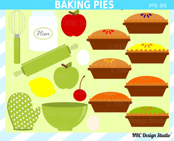 Baking Pies Clip Art   Digital Baking Clipart   Cute Green Apple