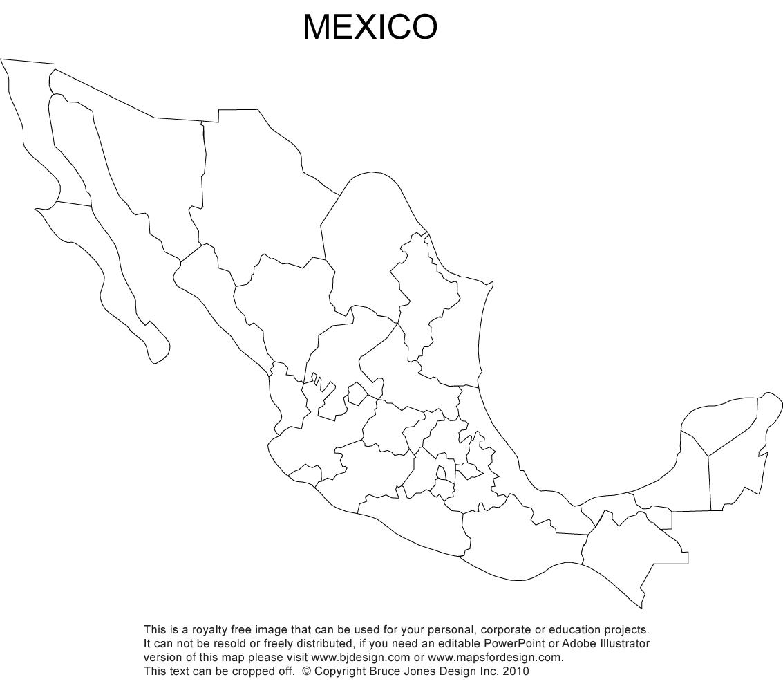 Blank Mexico Map With Administrative Districts Jpg Format This Map