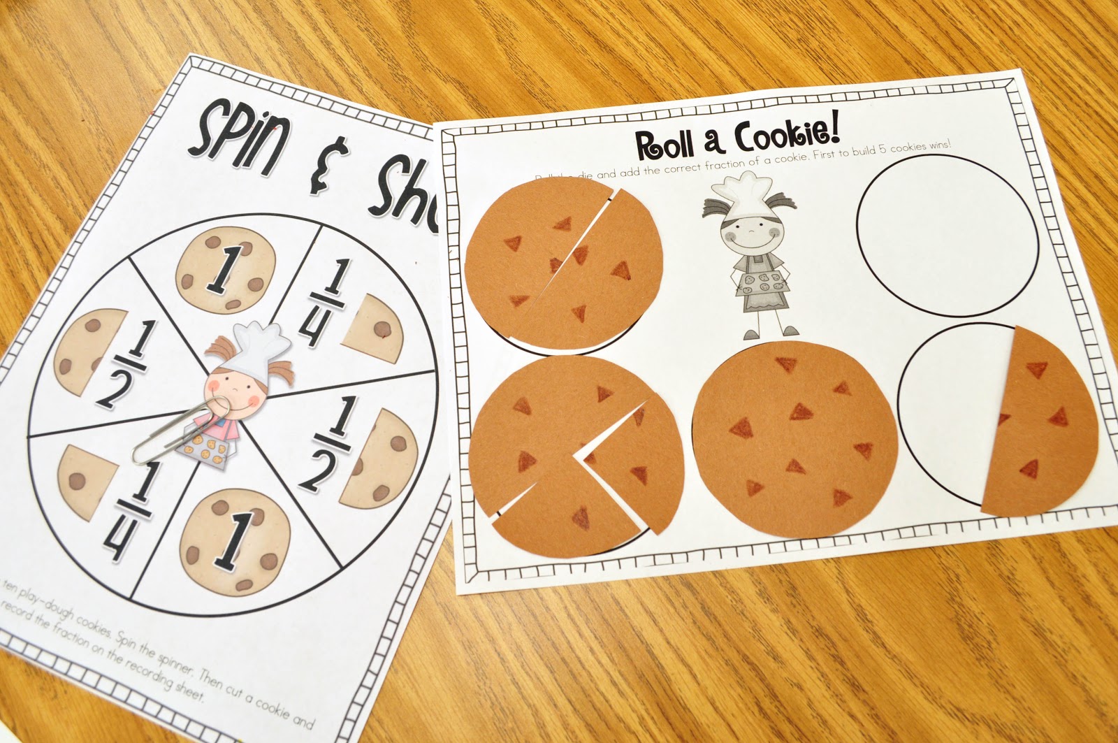 Build A Cookie   For Two Players  Students Roll A Fraction Die And Add