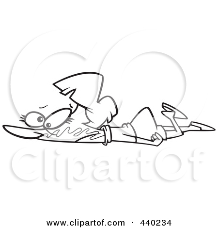 Cartoon Black And White Outline Design Of A Woman Collapsed