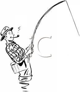 Cartoon Of A Male Fly Fisherman Royalty Free Clipart Picture Picture