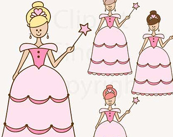 Clipart Princess Girls Pricesses  Birthdays Wands Commercial Use