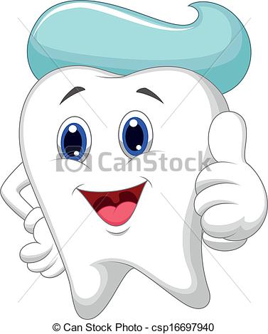 Cute Tooth Cartoon Giving A Thumb U   Csp16697940