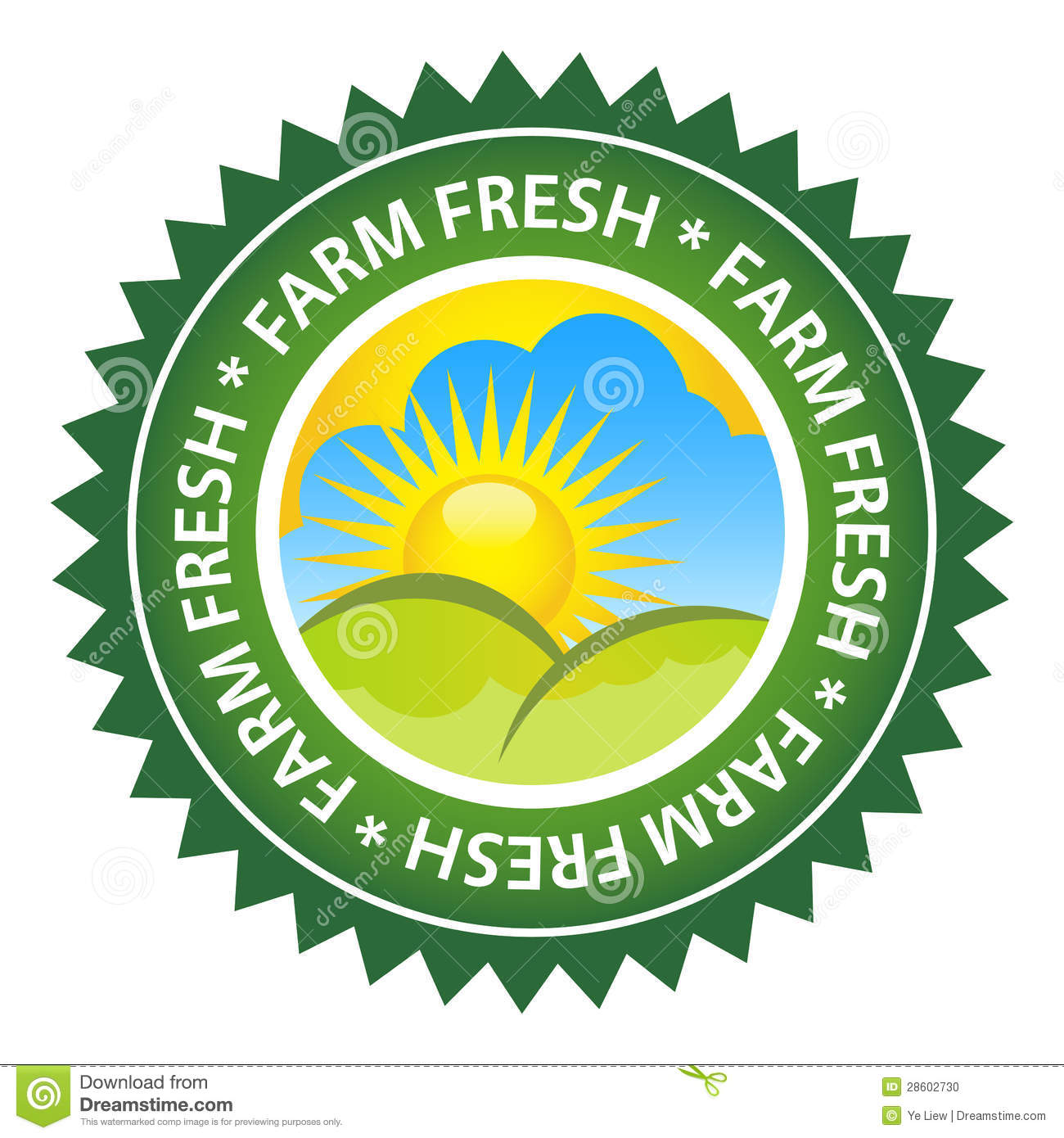 Farm Fresh Food Label With Sunny Country Background