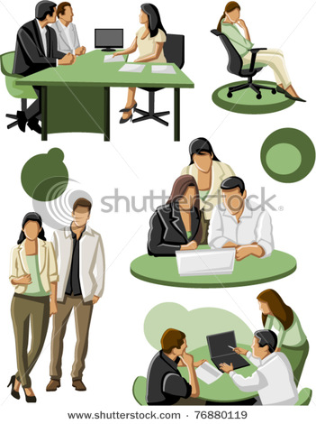 Group Of Business And Office People Having Meetings And Discussing
