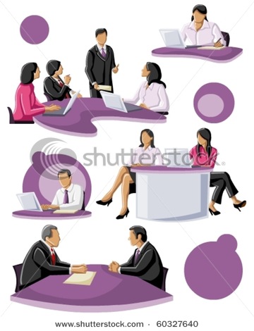 Group Of People Working In An Office   Vector Clipart Illustration