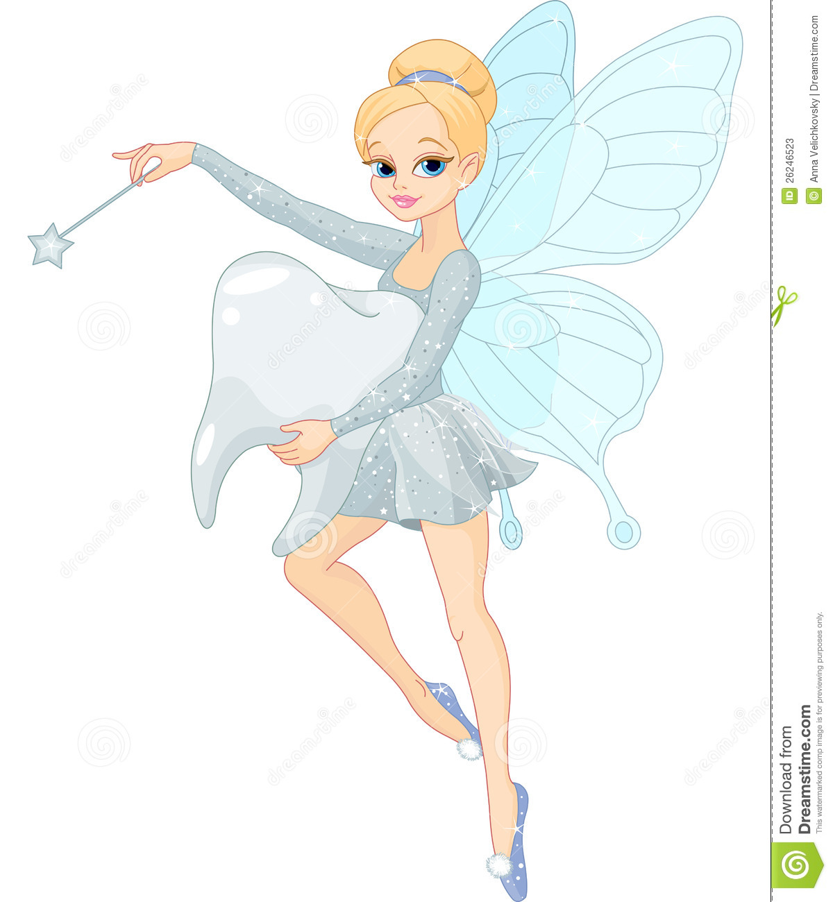 Illustration Of A Cute Tooth Fairy Flying With Tooth