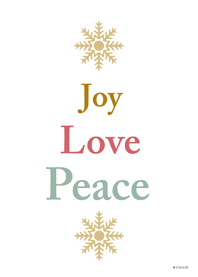 Joy Love Peace Christmas Card By William Martin