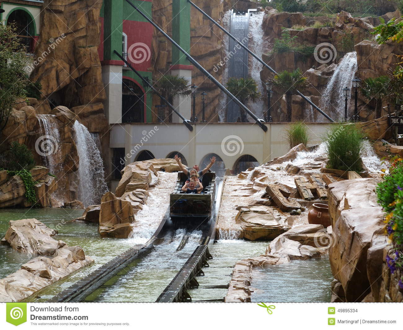 Log Flume Ride Family Fun In Mexican Landscape Editorial Stock Image