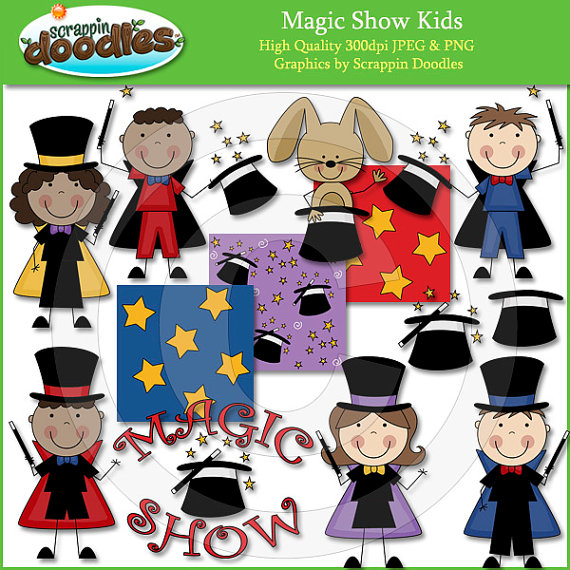 Magic Show Kids Clip Art By Scrappindoodles On Etsy