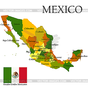 Map Of Mexico With Flag   Color Vector Clipart