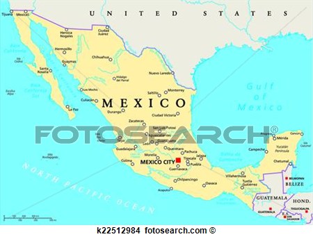 Mexico Political Map With Capital Mexico City National Borders Most