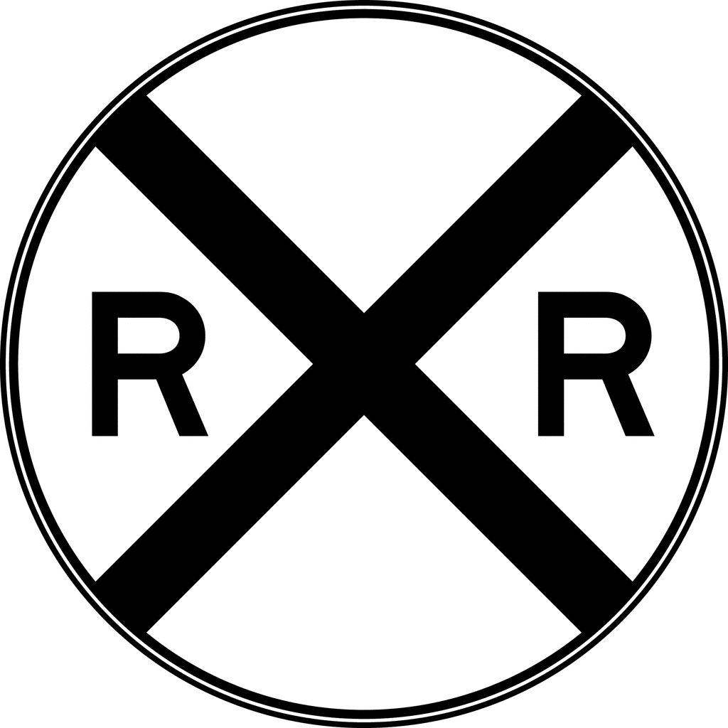 Rail Grade Crossing Advance Warning Black And White   Clipart Etc