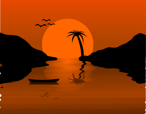 Sunset Water Scene Clip Art At Clker Com   Vector Clip Art Online