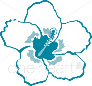 Teal Hibiscus Clipart   Wedding Accents