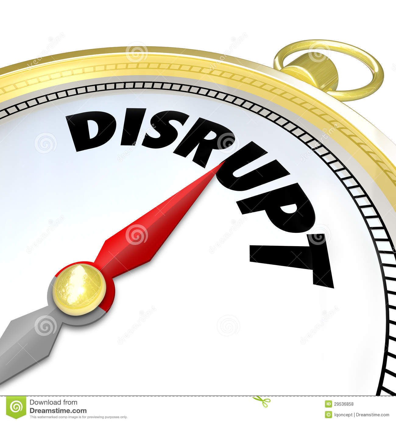 The Word Disrupt On A Compass Symbolizing A New Paradigm Shift Being