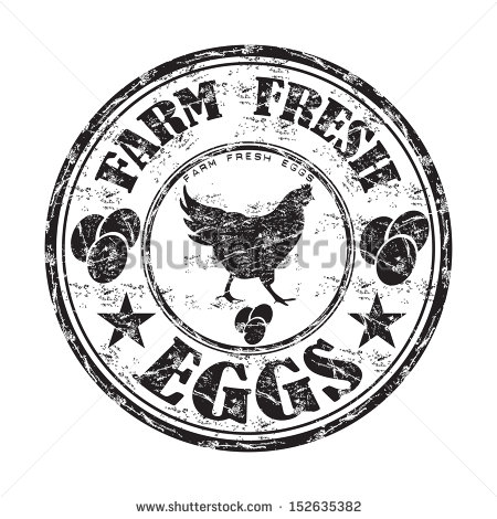 With A Chicken Silhouette And The Text Farm Fresh Eggs   Stock Vector