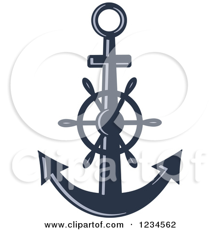 Anchor And Helm Clipart Of A Blue Nautical Anchor And Helm