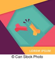 Bone Fracture Flat Icon With Long Shadow Eps Vector
