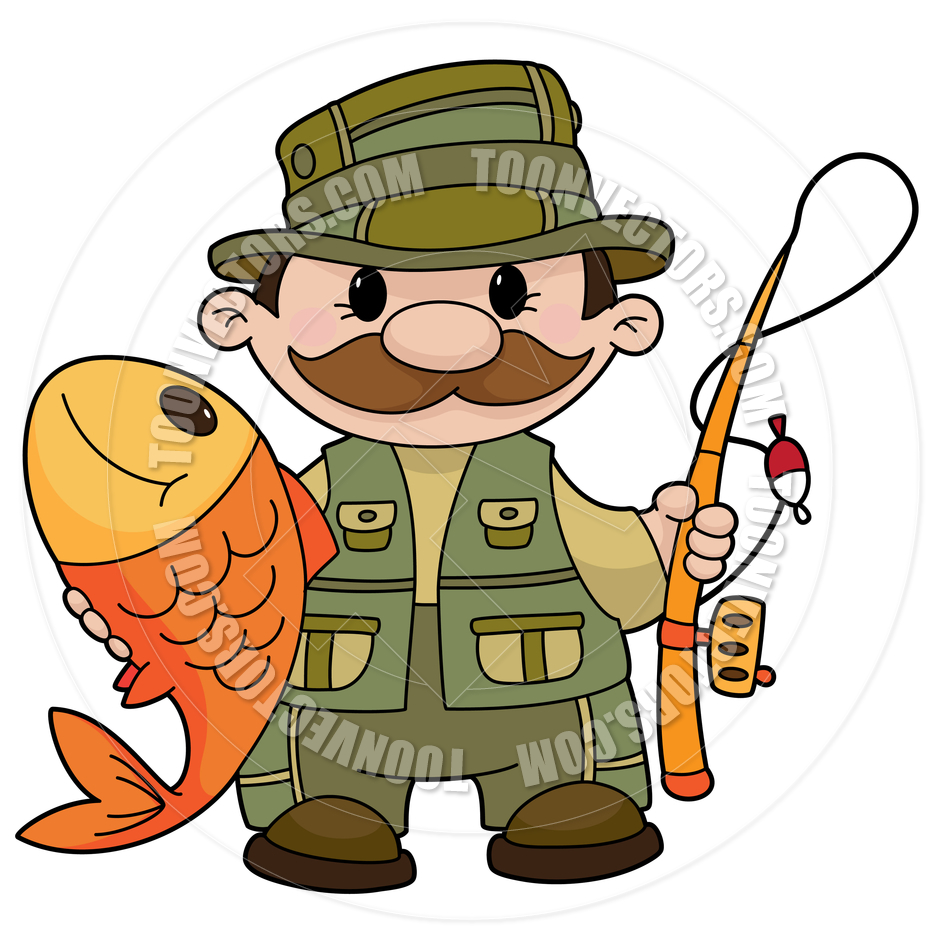 Cartoon Fisherman By Polkan   Toon Vectors Eps  14224