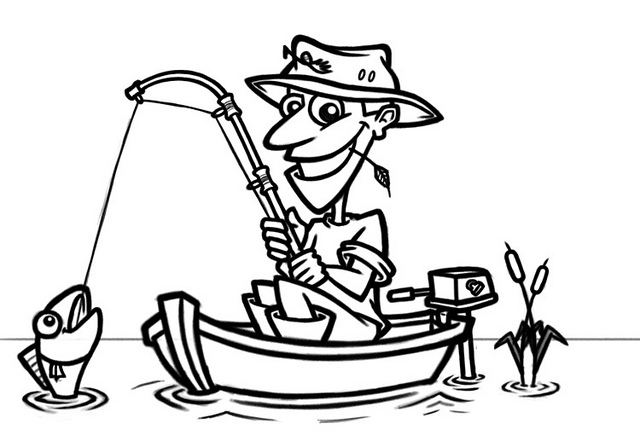 Cartoon Fisherman In Boat   Flickr   Photo Sharing