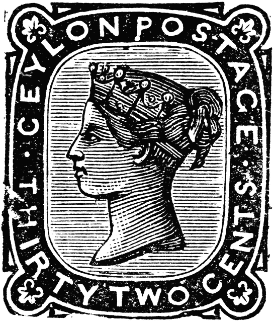 Ceylon Thirty Two Cents Stamp 1872   Clipart Etc