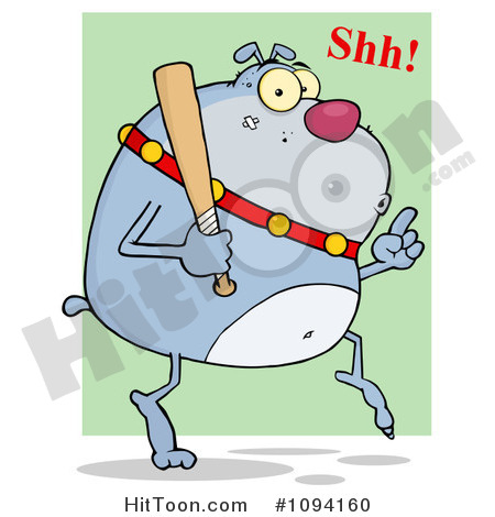 Clipart Grey Bulldog Sneaking Around On Tip Toes With A Bat   Royalty    