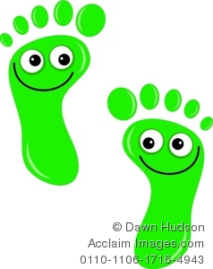Clipart Image Of A Pair Of Green Feet With Happy Smiling Faces