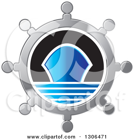 Clipart Of A Black And White Helm With A Ship   Royalty Free Vector    