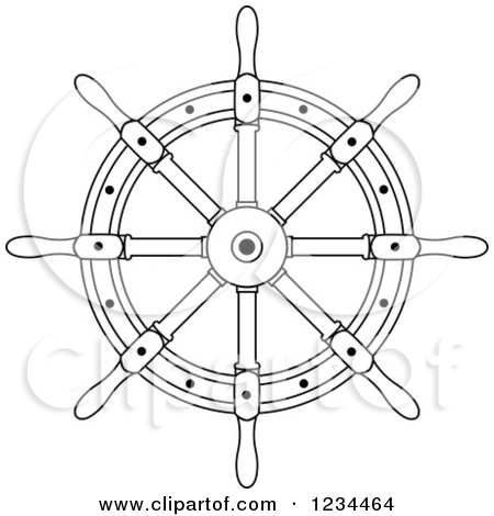 Clipart Of A Black And White Ship Helm   Royalty Free Vector