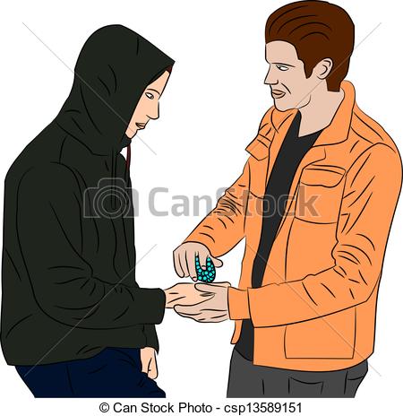 Clipart Vector Of Drug Deal   Man In Hoodie Buying Drugs From A Dealer