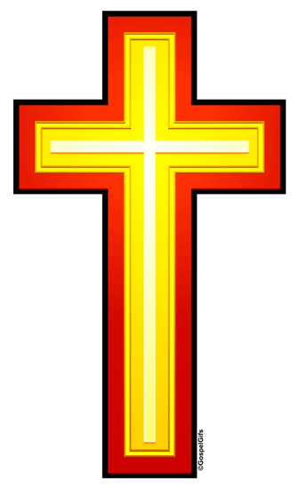 Cross Image  Embossed Yellow Cross Framed In Red Gold And Black