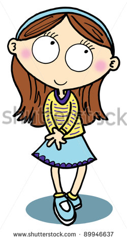 Cute Shy Girl Looking Embarrassed Stock Vector Illustration