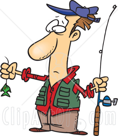 Disappointed Fisherman With A Very Small Fish Clipart Illustration Jpg