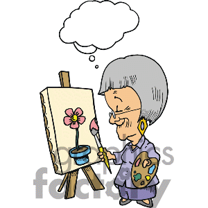 Grandma Painting A Flower