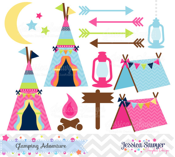 Instant Download Glamping Clipart For Camping Party Commercial Use