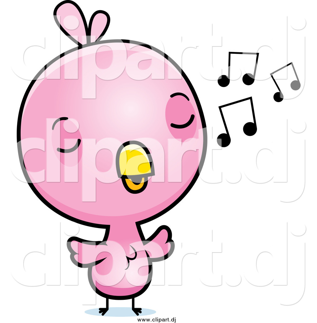 Name   Cartoon Vector Clipart Of A Baby Pink Chick Whistling A Tune