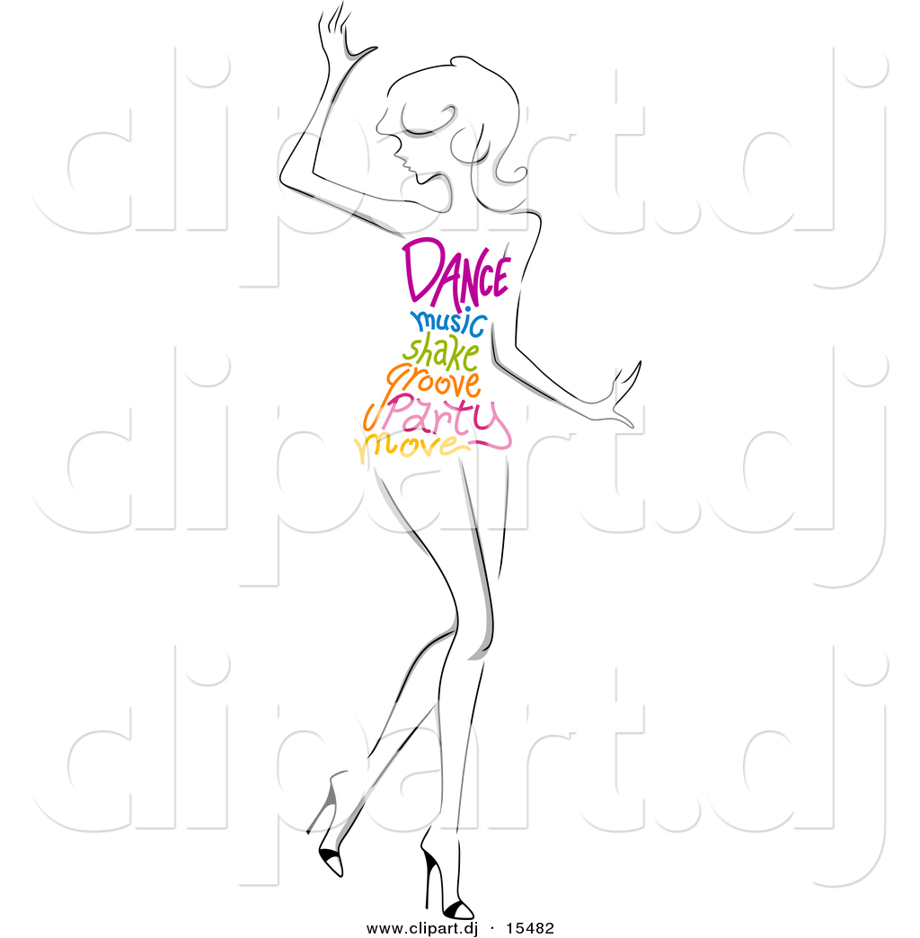 Preview  Vector Clipart Of A Cartoon Girl Dancing With Colorful Dance