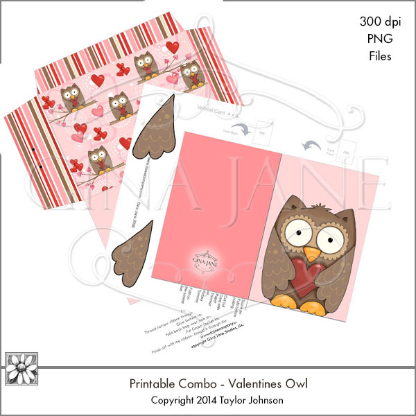 Printable Combo Valentines Owl Part Number 1tjo 1gja Valentines Owl