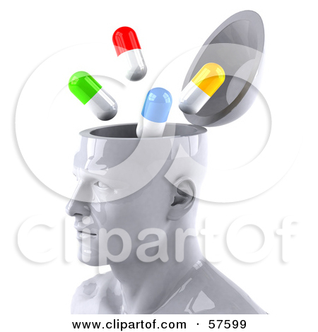 Rf  Clipart Illustration Of A 3d White Male Head Character With A Drug