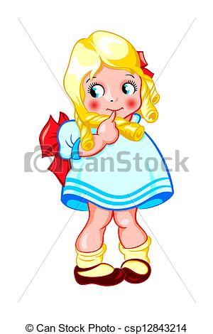 Shy Little Curly Sweet Baby Girl    Csp12843214   Search Clipart
