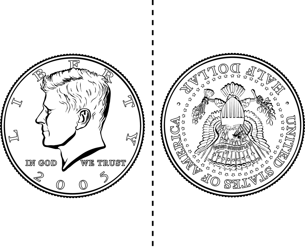 Two Sided Half Dollar   Clipart Etc